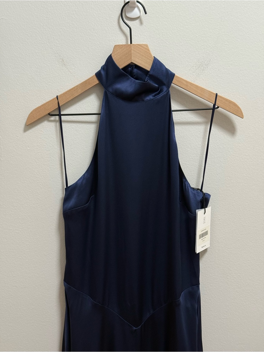 Reformation Katelyn silk halter dress navy blue  maxi formal wedding guest NWT 4 - Picture 7 of 13